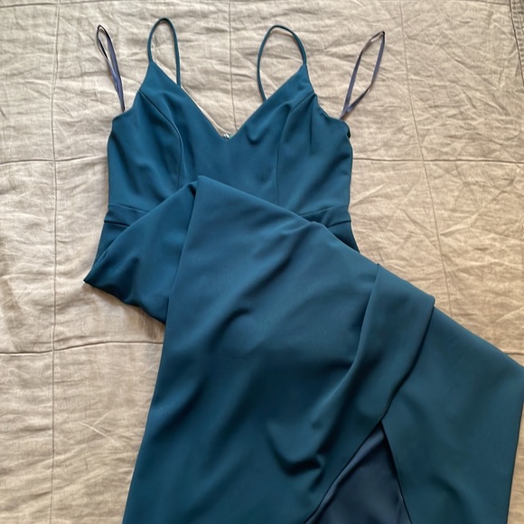 BHLDN Caron V-Neck Crepe Dress Emerald Green - Picture 15 of 15